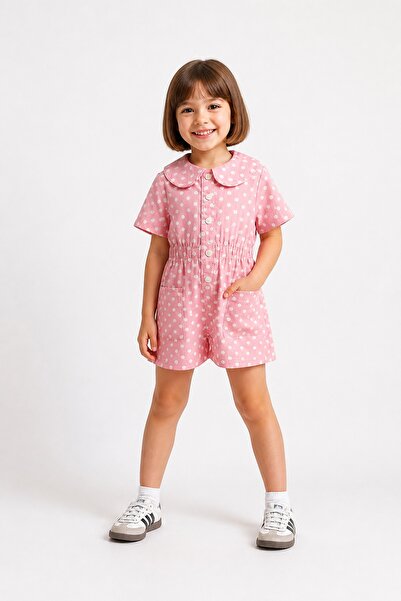 erayalpkids Girl's Pink Polka Dot Jumpsuit