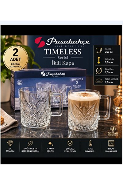 Paşabahçe Tımeless 2 li Latte kupa bardak 250 cc Hacim 9.5 cm boyu 7.5 cm çap...
