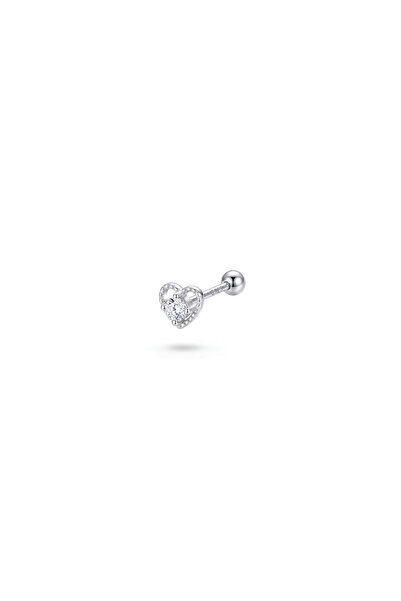LéO Silver And More 925 Ayar Gümüş Kalp Tragus Helix Kıkırdak Piercing Küpe