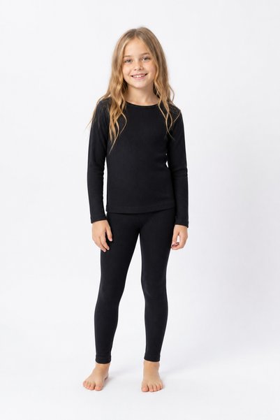 erayalpkids Girl's Black Ribbed Leggings