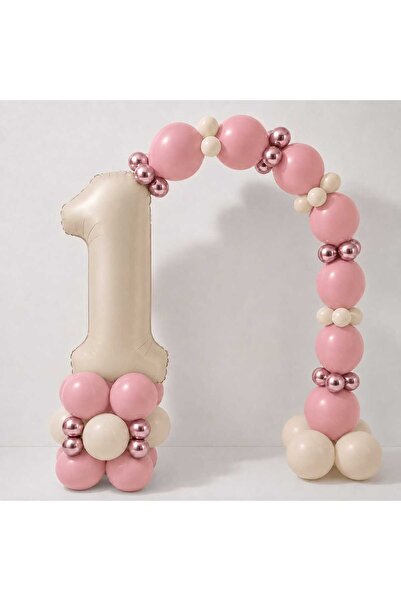 partiora konsept 1 YAŞ PEMBE DOĞUM GÜNÜ BALON SETİ