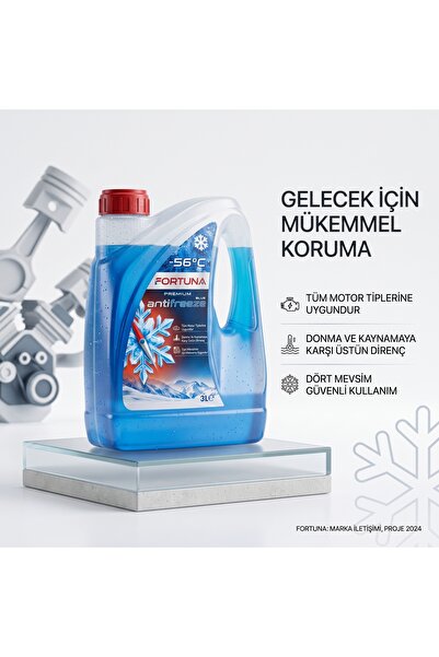Mavi Antifriz 3 Litre -56°C - Üstün Motor Koruması, Dört Mevsim Pas ve Kireç Önleyici Radyatör Sıvısı