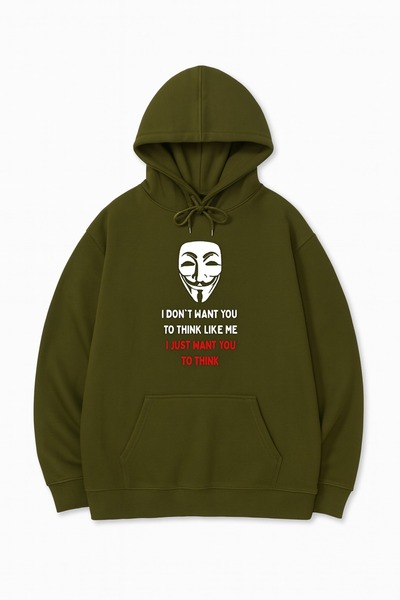 JANTIL MODA Unisex Oversize 3 Thread Raster Print Hooded Sweatshirt with Kang...