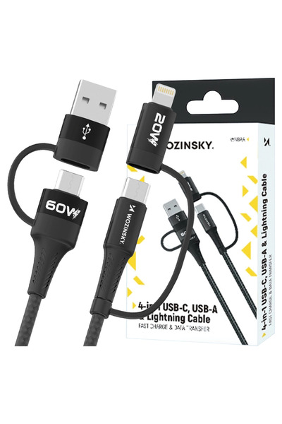 WOZINSKY Kit de cabluri 4-în-1 USB-C la Lightning 60W pentru iPhone 11 12 13 14