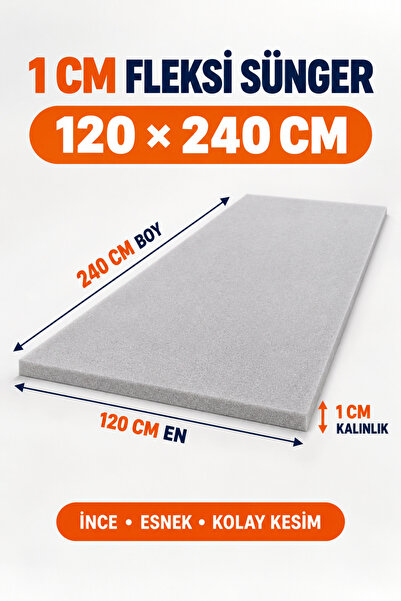 OVİSCO 120 × 240 cm 1 cm Fleksi Sünger – İnce Esnek Döşeme, Ambalaj ve ütü ma...