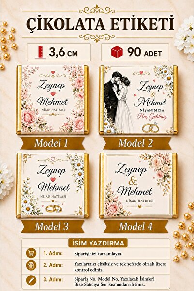 Emtory Home Kişiye Özel Madlen Çikolata Etiketi Nişan Düğün Söz Nikah İsimli ...