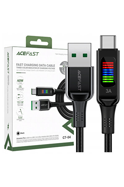 Acefast Cablu USB-A USB-C 60W 1.2M Pentru telefoane și dispozitive cu ecran