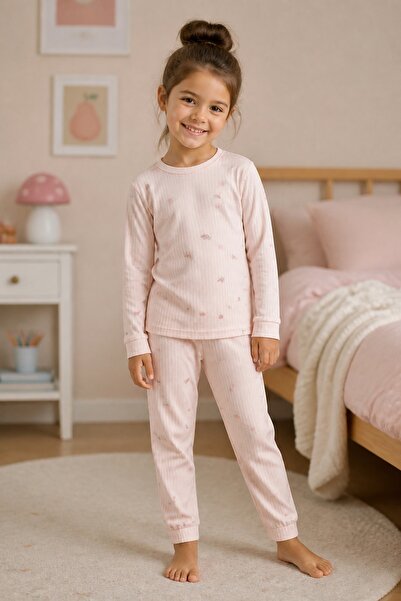 erayalpkids Girl's Pink Patterned Pajama Set
