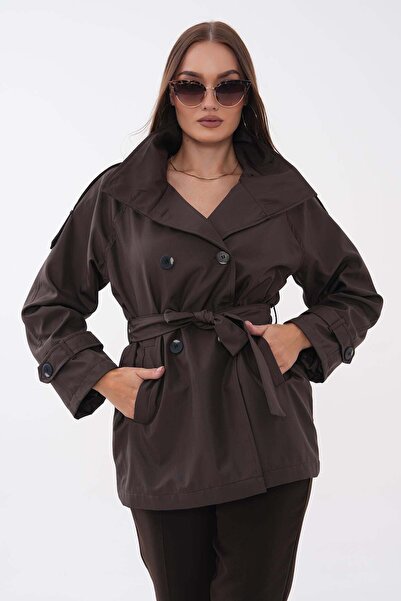 DazzUp معطف نسائي ذو ياقة عالية مبطن