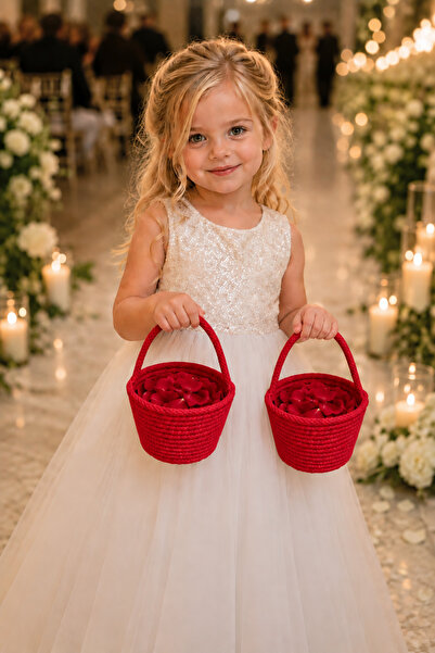 ÖRGÜM 2-Piece Henna & Wedding Rose Petal Basket |   Bridal Flower Basket |   ...