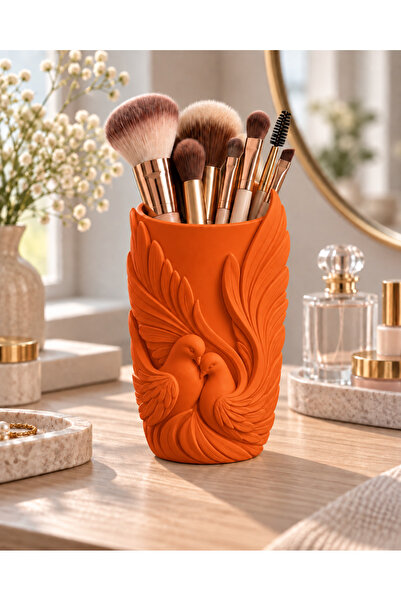 Belupa Decorative Makeup Brush Holder Organizer Pen Holder with Love Birds Fi...