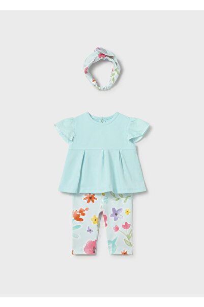 MAYORAL Newborn Baby Girl Floral Leggings Set Blue