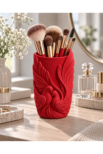 Belupa Decorative Makeup Brush Holder Organizer Pen Holder with Love Birds Fi...