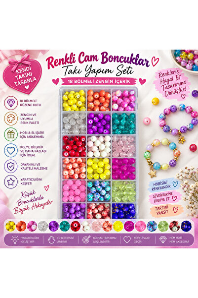 By MO Accessories 18 Colors Glass Beads Jewelry Making Set DIY Hobby Set