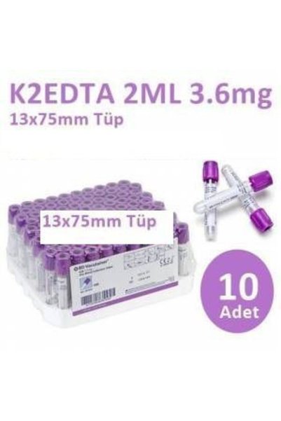 Medikaltec BD Vacutainer Kan Alma Tüpü, 100 Adet, Mor Kapak