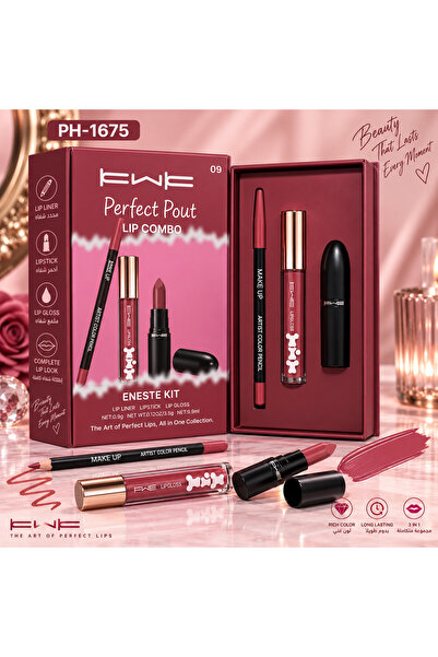 KWK Fwe Perfect Pout Lip Kit Shade 09, Includes Lip Liner, Lipstick, and Lip ...