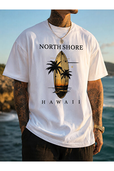 NUATEX Μπλουζάκι North Shore Hawaii Sunset Surf με στάμπα κανονικού μεγέθους