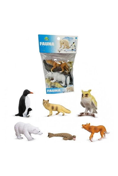 PlayFun Комплект от 6 фигурки на полярни животни Fauna The World's, Полярна м...