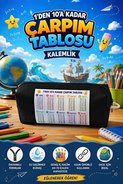 BYBAG 1’den 10’a Kadar Çarpım Tablosu Kalemlik | İlkokul Öğrencileri İçin Eği...