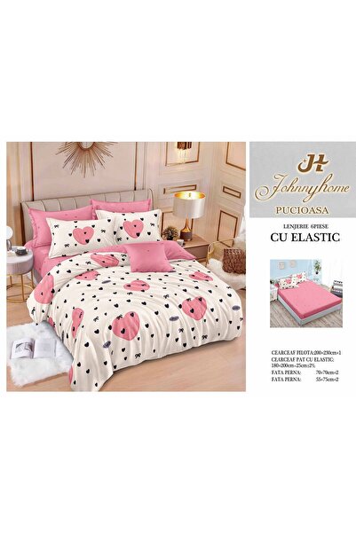 CasaDesteapta.ro Lenjerie de Pat Bumbac Satinat 2 Persoane 6 Piese cu Elastic...