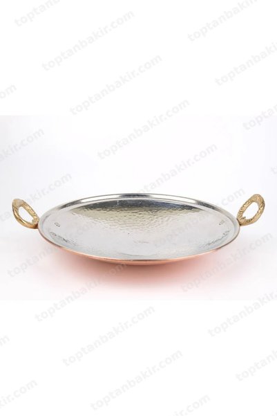 Haale Copper 20 cm Hand Hammered Hair Pan - Sahan - Brass Handle Tinned Egg and Roasting Pan