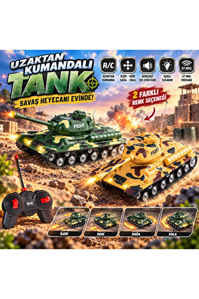 Uzaktan Kumandalı Tank Oyuncak Yeşil Kamuflaj 27 MHz