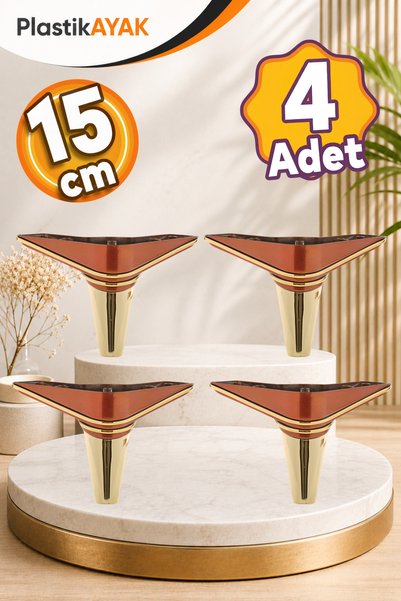 PlastikAyak İpek Lüks Mobilya Kanepe Sehpa Tv Ünitesi Koltuk Ayağı 15 Cm Bron...