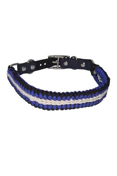 moonparacord Dog Collar Matte Blue Black with White 40-45 cm