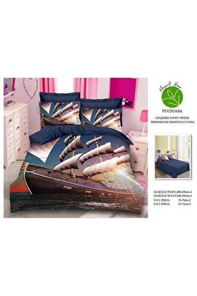 naniland.ro Lenjerie de Pat 5D Finet 2 Persoane 6 Piese fără Elastic 200x230 ...
