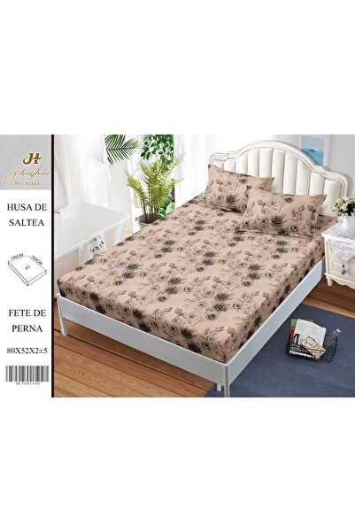 CasaDesteapta.ro Satin Cotton Bed Cover 2 Persons 3 Pieces with Stretchy 180x...