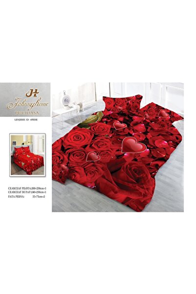 naniland.ro 3D Satin Cotton Duvet Cover Set 2 Persons 4 Pieces Without Stretc...