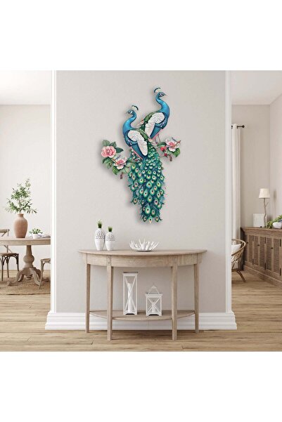 SteelArtDec Tavuskuşu Çifti & Çiçek Metal Tablo