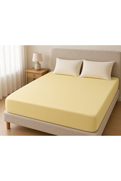 Generic Brand Double Yellow Elastic Bed Sheet 160X200 cm + 20 cm