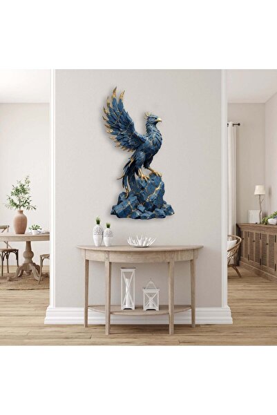 SteelArtDec Anka Kuşu Heykeli (Mavi-Altın) Metal Tablo