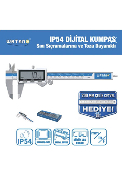 Shahe Watano 150mm Çelik Gövdeli Dijital Kumpas IP54 Korumalı