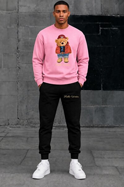 x-compass life Unisex Teddy Bear Printed Tracksuit Set Oversize Hello Winter ...