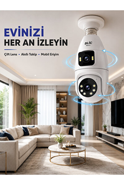Artepieza co. Wi-Fi Ampul Kamera Sistemi Gece Görüşlü Çift Lens - Lisinya