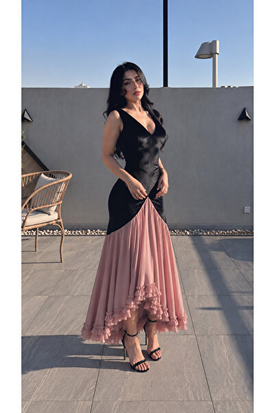 Nouf Fashion فستان ناعم باللون الوردي Sleeveless