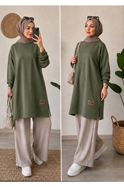 Madmy Kadın Oversize Sweatshirt Tunik Uzun Kollu Salaş Basic Günlük Spor Tuni...