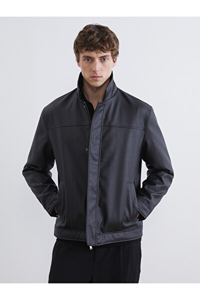 LC Waikiki Nevavm with Difference Southblue Black Shirt Collar Men's Jacket