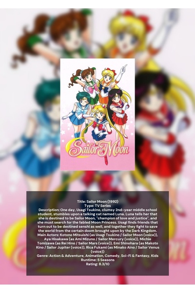 OEM Poster Infografic Sailor Moon, Decoratiune Anime Manga, Carton Premium 25...