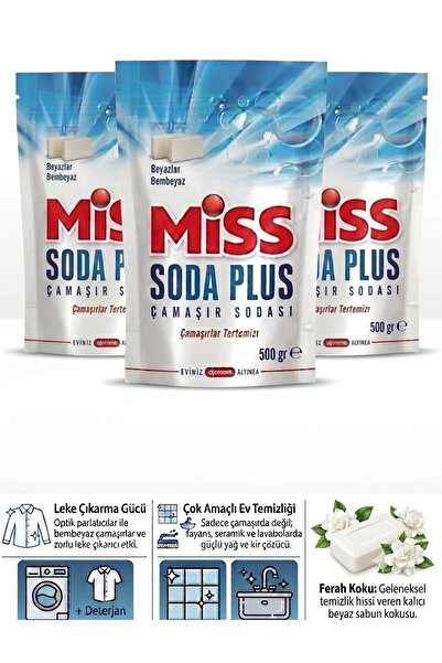 Miss Soda Plus Optik Etkili El ve Matik Çamaşır Sodası 500 Gr