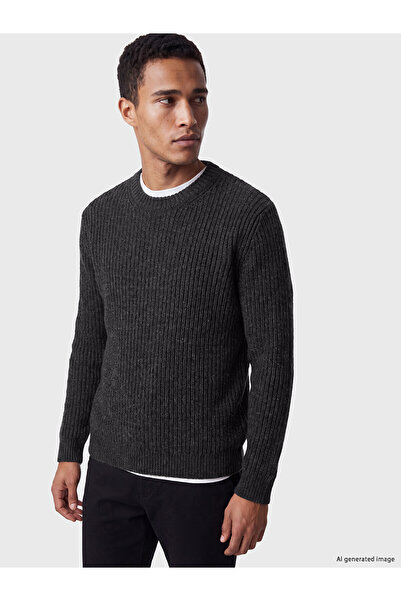 LC Waikiki Lcw Vision Anthracite Knitwear Flat Oval Collar Men's Sweater with...