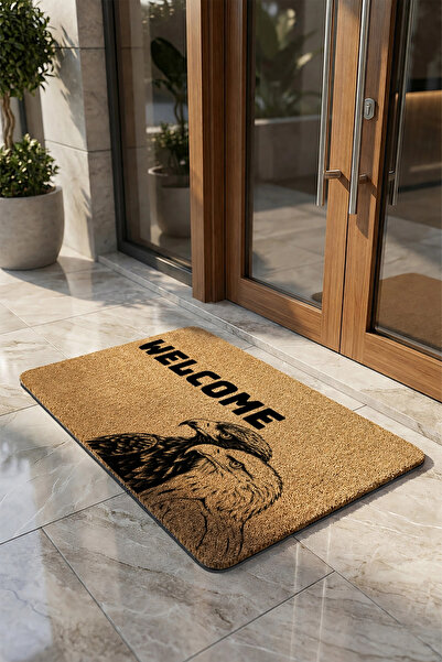 Valerine Life Kapı Önü Paspası 45x70cm Velür Doku Coco Görünüm Kaymaz iç Dış Mekan Kartal Çifti