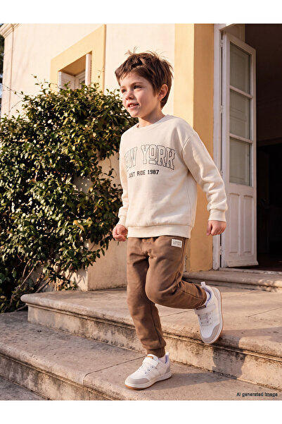 LC Waikiki Two Mt Shop Quality Lcw Kids Beige Interlock Printed Loose & Baggy...