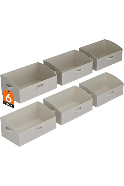 Lifewit Trapezoid Closet Storage Bin for Shelf, 6 Packs 23L, Light Gray
