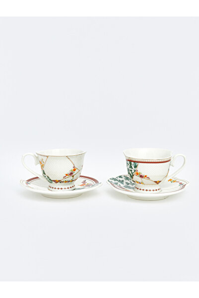 LC Waikiki Rmz Gi̇yi̇m Farkiyla Printed 2-Person Porcelain Coffee Cup Set