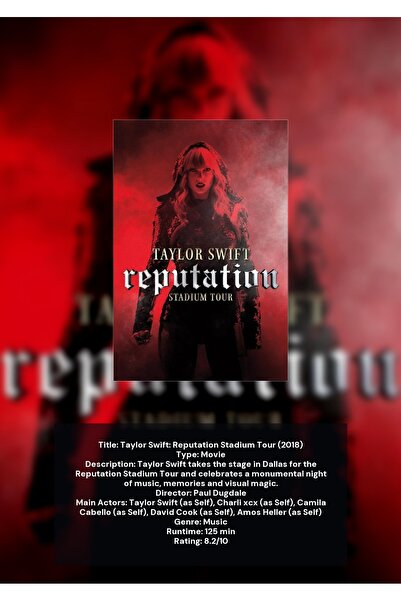 OEM Poster Infografic Taylor Swift: Turneul de Stadion Reputation, Decor Muzi...