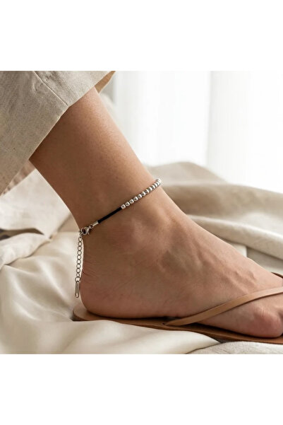 Cesicey Steel Ball Bead Anklet Silver Color