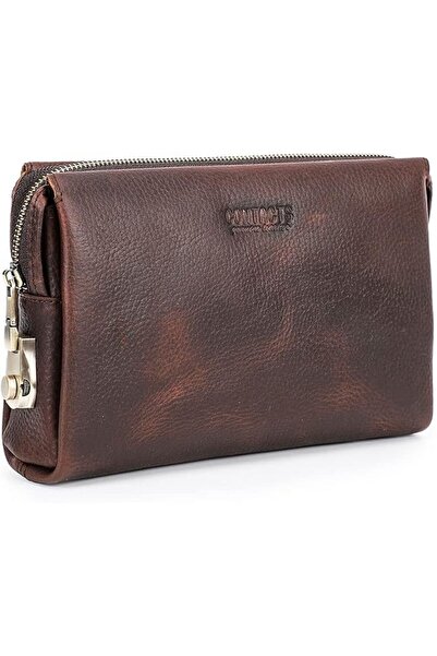 CONTACTS FAMILY Contacts Leather Men Clutch Purse Bag, Mens Business Code Loc...
